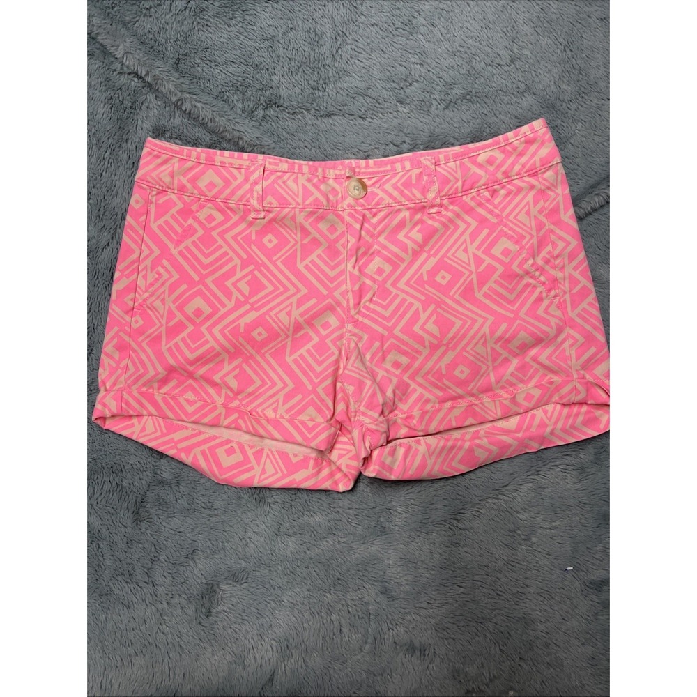 American Eagle Shorts Women 6 MIDI Stretch Pink Aztec Print‎ Preppy
